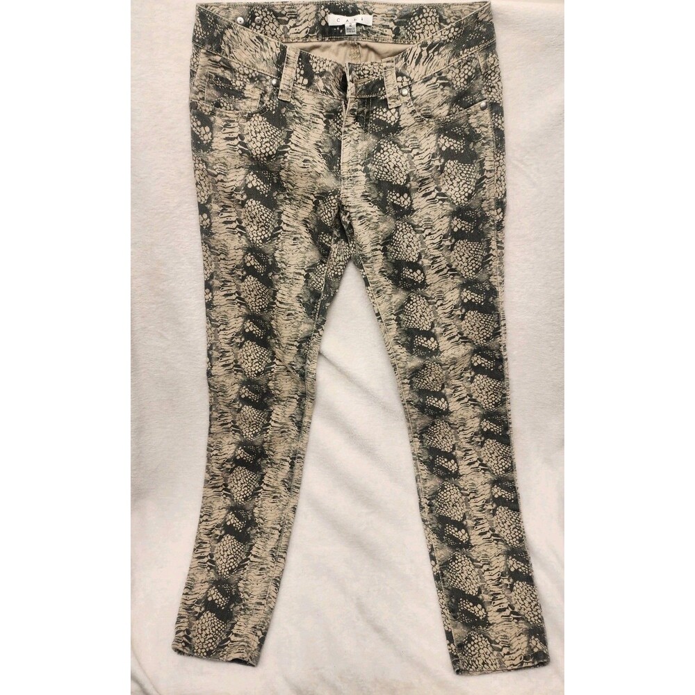 Cabi Snakeskin Print Jeans Gray Animal Print Slim Straight Stretch Women 2